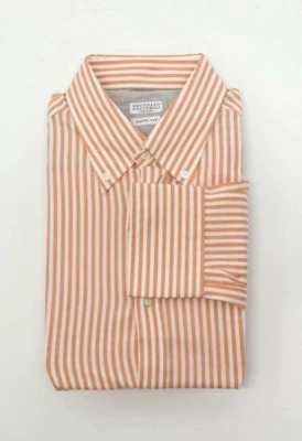 NUEVO CON ETIQUETAS Camisa Brunello Cucinelli Para Hombre "Basic Fit" Rayas Abotonada Talla XXL A252 Foto 1 de 4