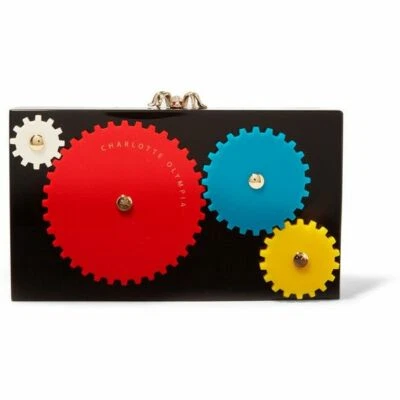 Charlotte Olympia Mechanical Pandora Plexiglass Box Clutch Crystal NWT $995 - Image 1 of 4