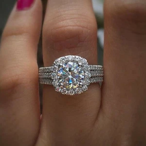 Mujeres Anillo Relleno de Plata 925 Dije Corte Redondo Circón Cúbico Boda Regalo Talla 6-10 - Imagen 1 de 5
