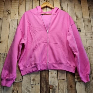 H and M Women’s Pink Cotton Jersey Zip Front Hoody Size M - Picture 1 of 14