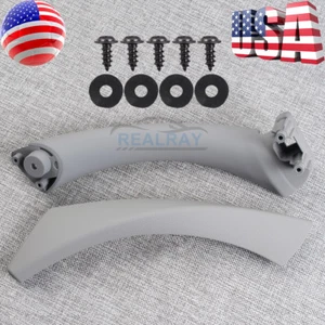 Gray Right Side Inner Outer Door Panel Handle Pull Trim Cover for BMW E90 328i - Picture 1 of 8