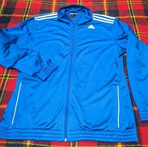 Adidas Mens Full Zip Track Jacket  Blue/White Zip Pockets Sz XL - Picture 1 of 5