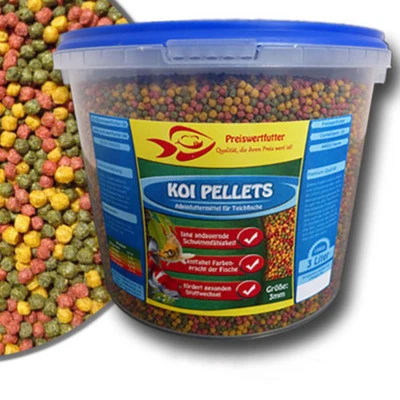 Teich Granulate 3mm 3 Liter Eimer 1080 g Koi Pellets Futter Koifutter Teich