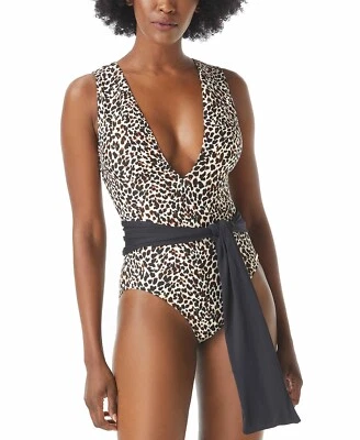 Vince Camuto Women's Black Plunge V-Neck One-Piece Swimsuit, Size 10 - Image 1 of 3