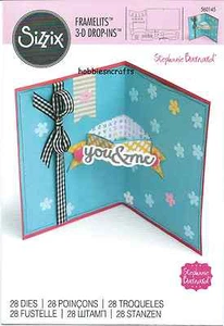 SIZZIX FRAMELITS CUTTING DIE SET - 560145 S BARNARD CARD WITH BANNERS DROP INS - Picture 1 of 2