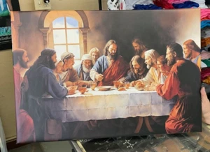 The Last Supper High Quality Satin 20mil Stretched Canvas Framed Print 26" x 40 - Picture 1 of 9