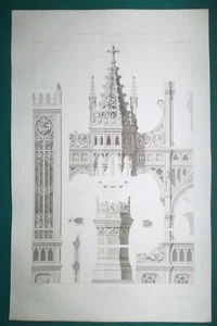 1872 ARCHITEKTURDRUCK - England Orgel at Ketton Hall 14 x 21" (36x53 cm) - Bild 1 von 4