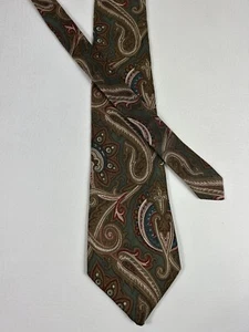Woodward Green Paisley Silk Tie Mens Necktie USA Made Silk Imported From Italy - Picture 1 of 7