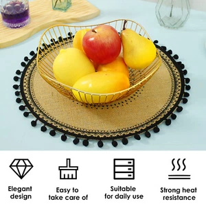6 Pcs Placemats 15 Inch Round Placemats Woven Placemats Washable Braided} - Picture 1 of 10
