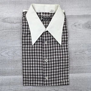 Vtg Bronzini 60's NOS Men Spearpoint Collar Shirt Button Up Long Sleeve 16.5 6 - Picture 1 of 7