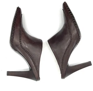 Carlos Santana Stiletto Clog Brown Leather Mule Slip On 7.5 High Heel Western - Picture 1 of 10