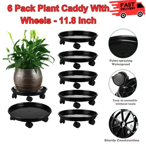 6 Pk Plant Caddy with Wheels, 12" Heavy-Duty Plant Rolling Stand, Roller Stand - Picture 1 of 10