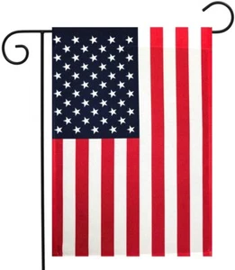 18''X12.5'' American Garden Flag Embroidered Stars Sewn Stripes&Garden Flag Pole - Picture 1 of 5