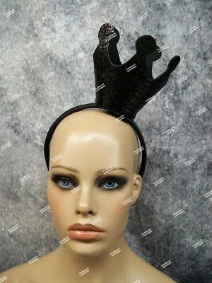 Черный блестящий мини злая королева Crown обруч для волос злой готический величество карнавальный костюм - Изображение 1 из 4