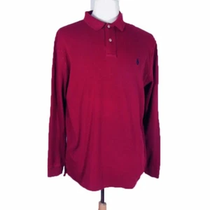 Vintage Classic Ralph Lauren Polo Mens XL Burgundy Cotton Knit Long Sleeve Shirt - Imagen 1 de 9