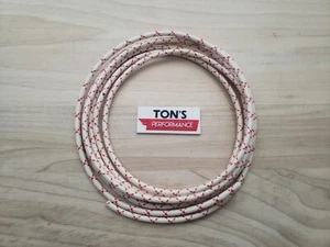 10 feet Vintage Braided Cloth Covered Primary Wire 10 gauge 10ga ga White Red C - Picture 1 of 2
