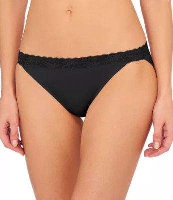 Bikini discreto para mujer Natori banda de encaje ropa interior negro liso talla XS 5372 Foto 1 de 2