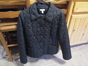CHARTER CLUB WOMEN'S BLACK SMALL QUILTED PUFFER BUTTON JACKET 2 POCKETS - Picture 1 of 13