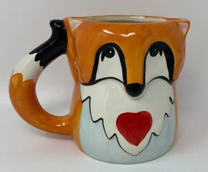 Red Fox with Heart Shaped Ceramic Coffee Mug 3D Animal Shape Cup Great Condition - Picture 1 of 11