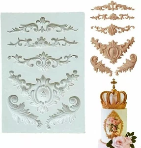 Multi Vintage Baroque Lace Decoration Silicone Mould Floral Love Sugarcraft - Picture 1 of 2