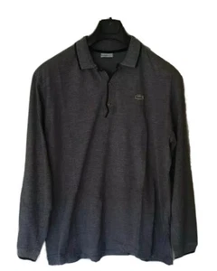 LACOSTE Polo Shirt Mens 6 XL Long Sleeved Grey Black Iconic Croc Authentic - Picture 1 of 9
