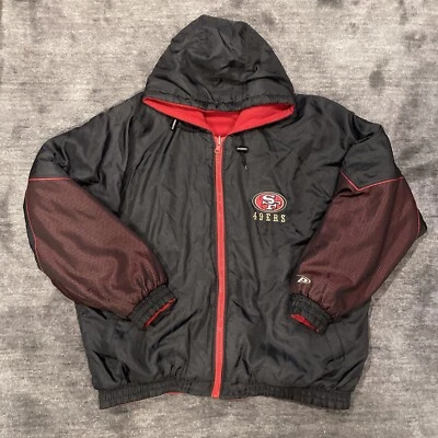 Vintage San Francisco 49ers Pro Player Jacket Mens XXL Black Coat Hooded NFL - Image 1 of 4