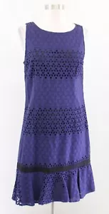 Vestido Karl Lagerfeld Azul Marino Negro Ojales Encaje Dobladillo Talla 10 Vaina - Imagen 1 de 6