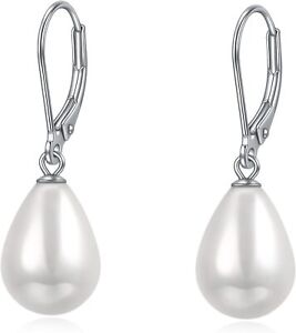 Stunning 925 Sterling Silver Pearl Drop Earrings for Women - Handmade, Hypoaller