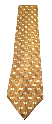 Corbata clásica Woodward para hombre metálica dorada geométrica 100 % seda 58" x 4" EE. UU. Foto 1 de 3