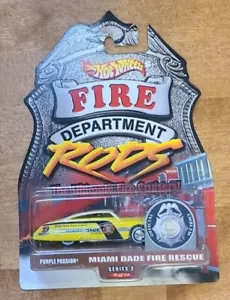 Hot Wheels Fire Department Rods Purple Passion  Miami Dade Fire Rescue - Picture 1 of 8