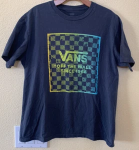 VANs Off The Wall Checkerboard Men’s Blue T Shirt Size M - Picture 1 of 4