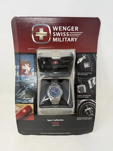 Wenger Swiss Military Watch Mens Silver Stainless Steel Black Dial Classic Watch - Picture 1 of 2