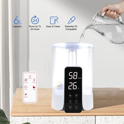 UV Smart Ultrasonic Humidifier for BIG Room 6L Top Fill Cool Mist Aroma Diffuser - Image 1 of 4