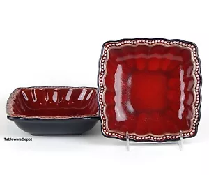 Roscher & Co. HOBNAIL ROJO, Juego/s de 2 Tazones de Sopa Cuadrados, COMO NUEVO/EXCELENTE+ Estado - Imagen 1 de 5