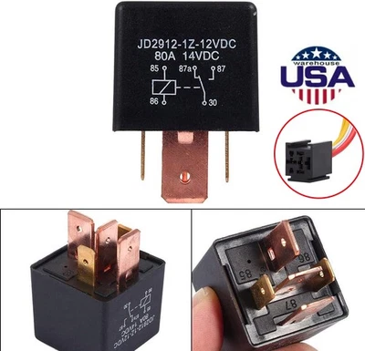 Interruptor SPST relé abierto normal de 4 pines DC 12V 80A para motor 2 piezas Foto 1 de 4