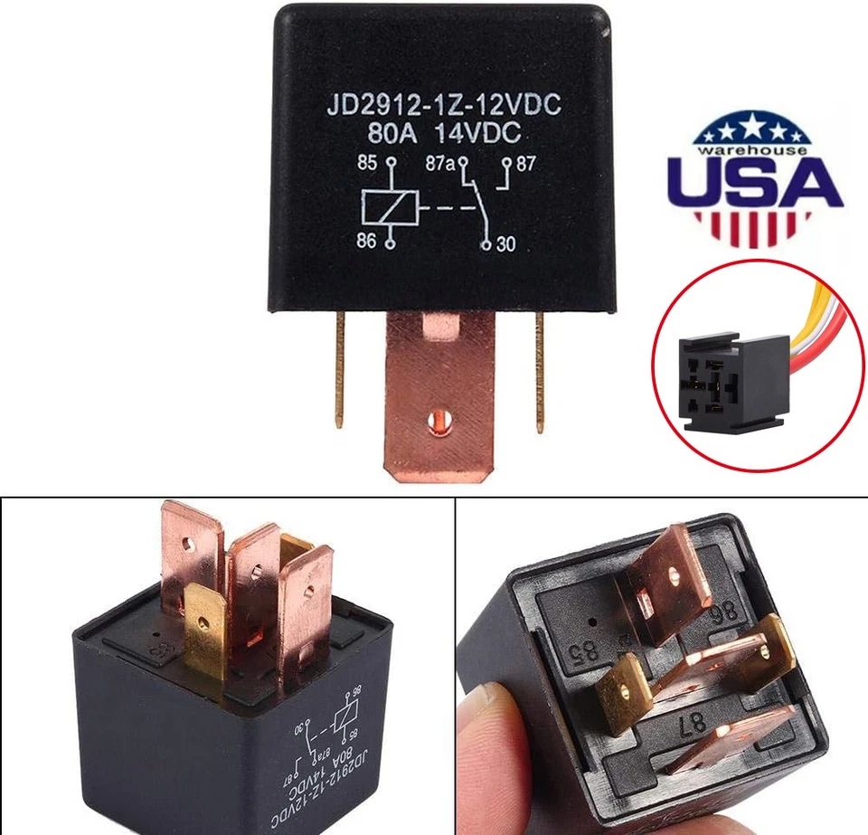 Interruptor SPST relé abierto normal de 4 pines DC 12V 80A para motor 2 piezas Foto 1 de 4