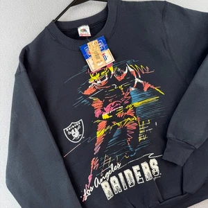 Sudadera De Colección Los Angeles Raiders Para Hombre Mediana Cuello Redondo Años 90 EE. UU. Stock Muerto - Imagen 1 de 18