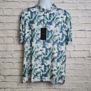 NWT 7 Diamonds Shirt Mens Size XL Rue Green Floral Print Polo 4 way Stretch - Picture 1 of 22