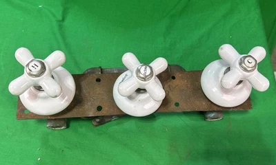 Antique Standard Tub Faucet /  Valves  Porcelain Handles & Escutcheons - Image 1 of 4