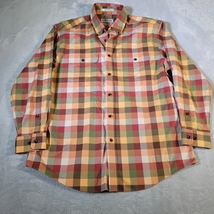 Camicia Orvis uomo grande colore autunnale a quadri con bottoni manica lunga doppia tasca - Foto 1 di 11