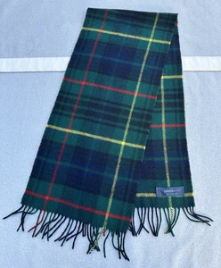 Johnstons of Elgin Scarf 100% Lambswool Tartan Scarf Green 52" x 12" Scotland - Picture 1 of 7