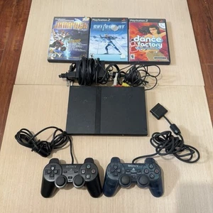Sony PS2 Slim Black Console Model:SCPH-77001 Bundle Complete Tested Workin Read! - Picture 1 of 14
