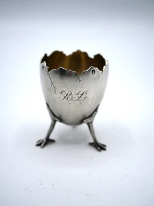 RARE COQUETIER COQUILLE TRIPODE EN ARGENT MASSIF POINCON MINERVE INITIALES R.L - Picture 1 of 5