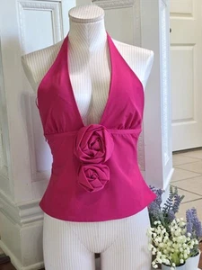ZARA COLLECTION TEXTURED FLORAL HOT PINK STRETCHY FUCHSIA TOP SMALL NWOT ZIPPER - Picture 1 of 8