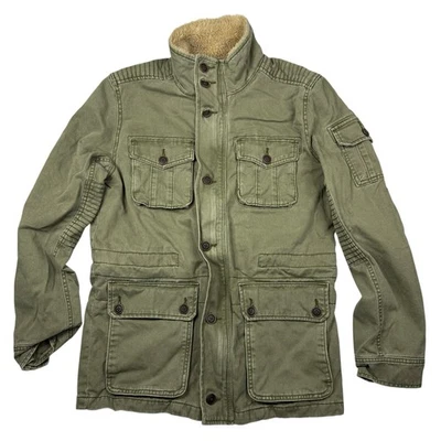 Chaqueta Militar Lucky Brand Pequeña Verde Forrada Sherpa Campo Utilidad Bolsillos Para Hombre Foto 1 de 4