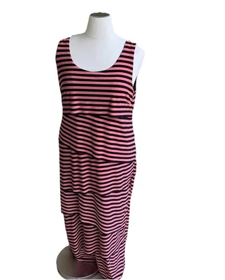 Maxi Vestido R&M Richards Mujer Plus 1X Teja Niveles Rayas Multicolor Resort Foto 1 de 4