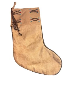 Weihnachtsstrumpf im amerikanischen Stil hellbraun rot blau braun Quaste 17 Zoll - Bild 1 von 8