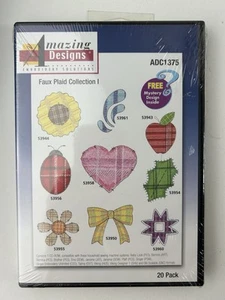 Amazing Designs Machine Embroidery CD Faux Plaid Collection 1 Brand New Sealed - Picture 1 of 2