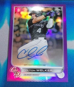 Colton Welker 2022 Topps Chrome Rookie Auto PURPLE #RA-CWE (Rockies) 007/250 - Picture 1 of 2