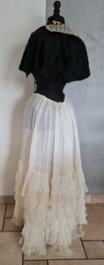 RARE ANCIEN JUPON ROBE DENTELLE tulle 19EME BRODE INITIAL - Photo 1/12